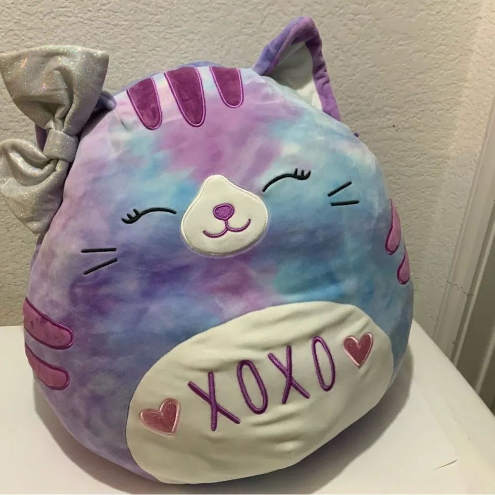 Squishmallows 16" Eloise The Tie Dye Tabby Cat XOXO Squish NWOT
